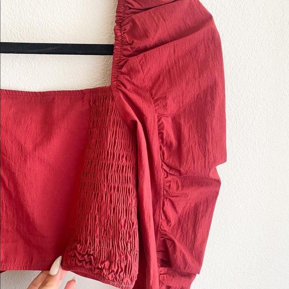 Zara red puff sleeve crop top - Picture 5 of 13